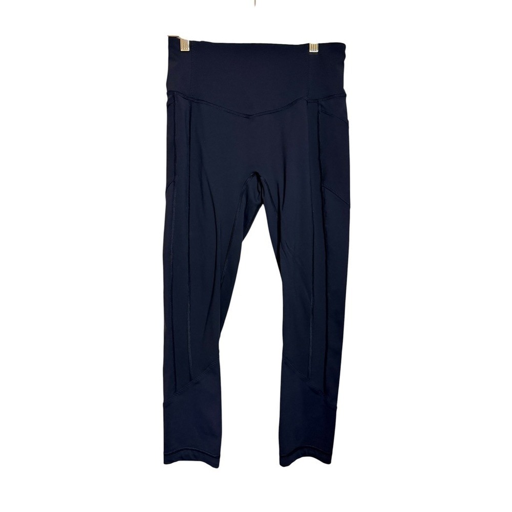 Lululemon All The Right‎ Places High Rise Crop Leggings Black Size 8 Pockets